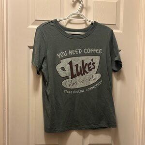 Gilmore Girls Green Graphic Tee with Coffee Print